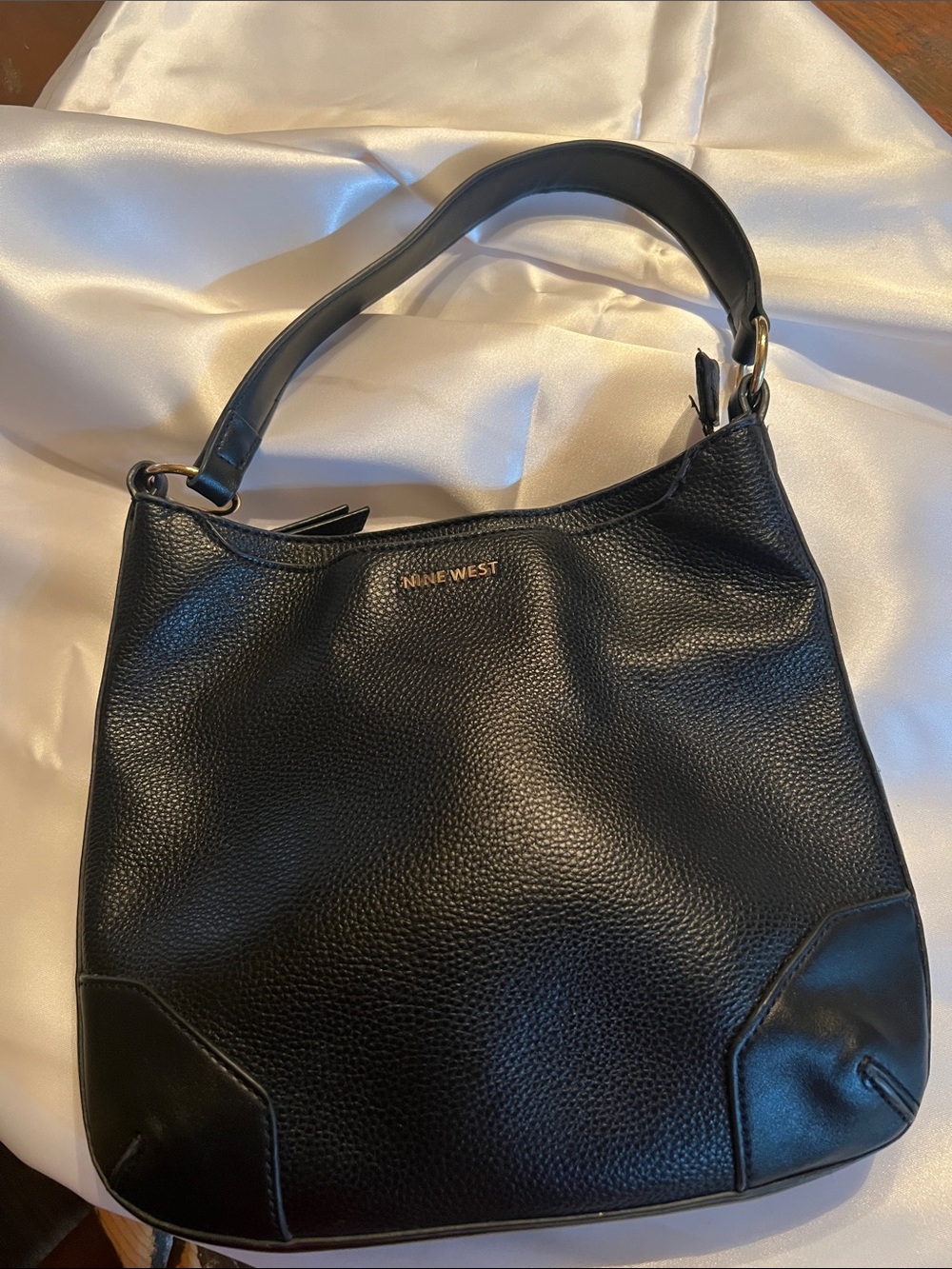 Nine West Black Pebbled Shoulder Bag with Gold Logo - Picture 5 of 5
